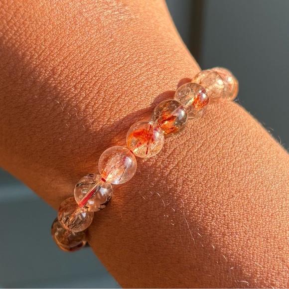 High Quality Red Rutilated Quartz Crystal Bracelet 9-10mm - Picture 9 of 14
